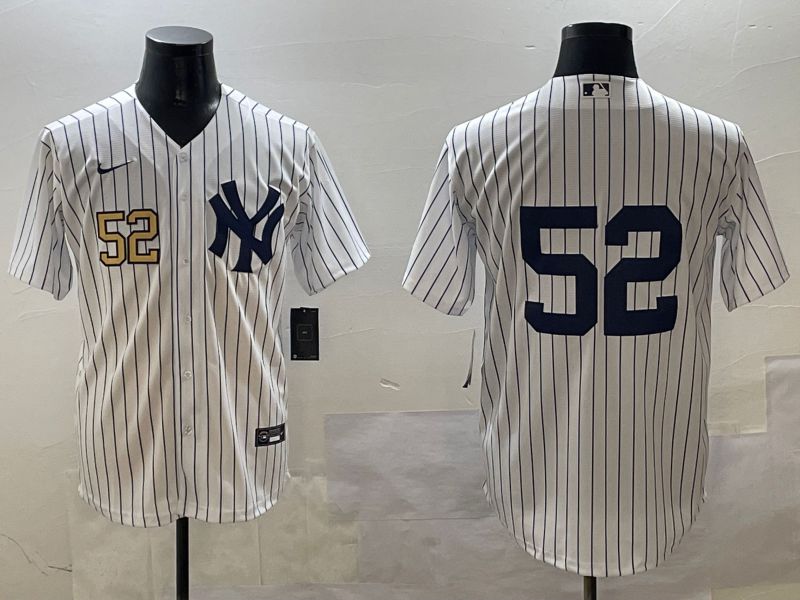 Men New York Yankees #52 No Name White Stripe Game 2025 Nike MLB Jersey style 2->new york yankees->MLB Jersey